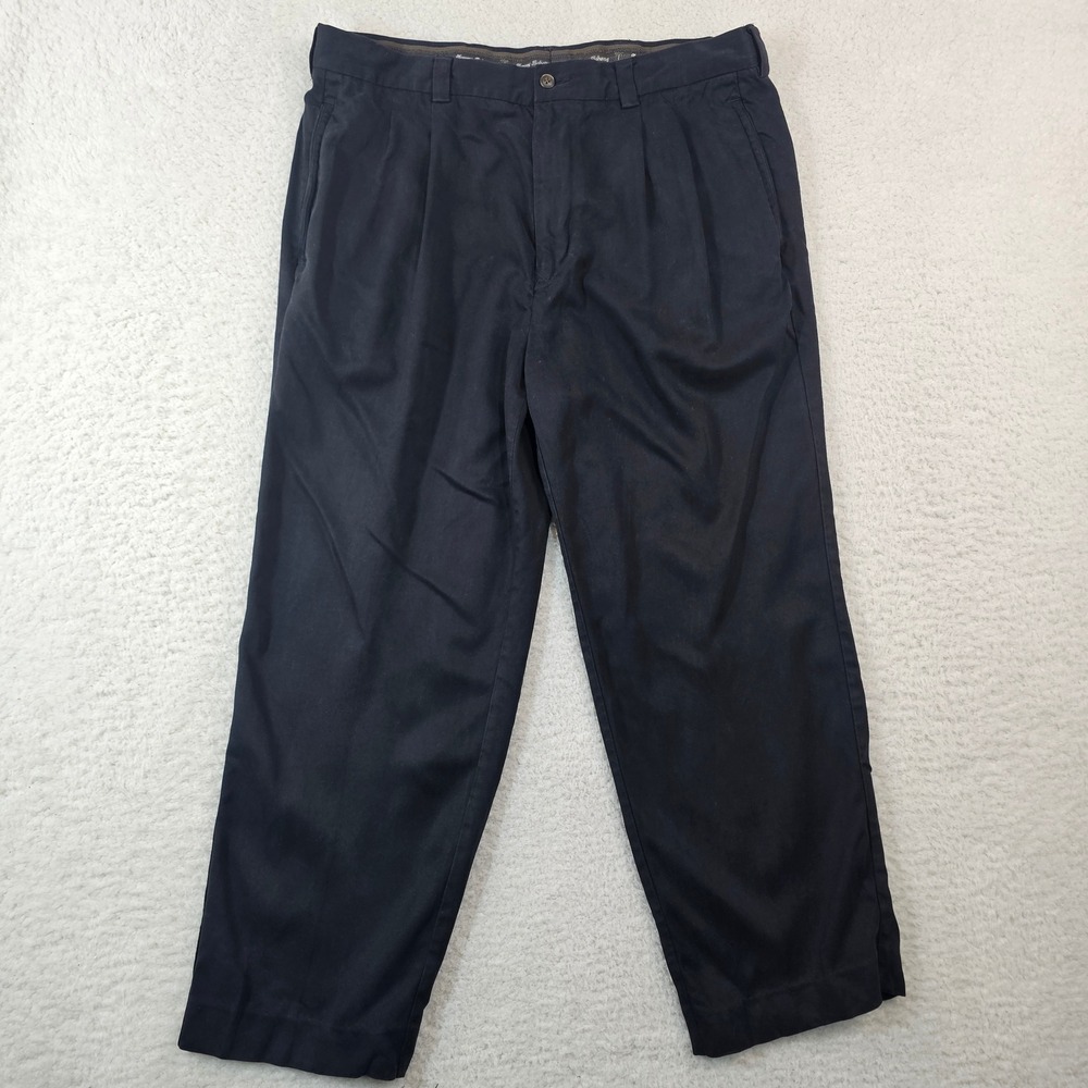 Tommy Bahama Relax Mens 35x30 Black 100% Silk Pleated Trousers Dress Pants